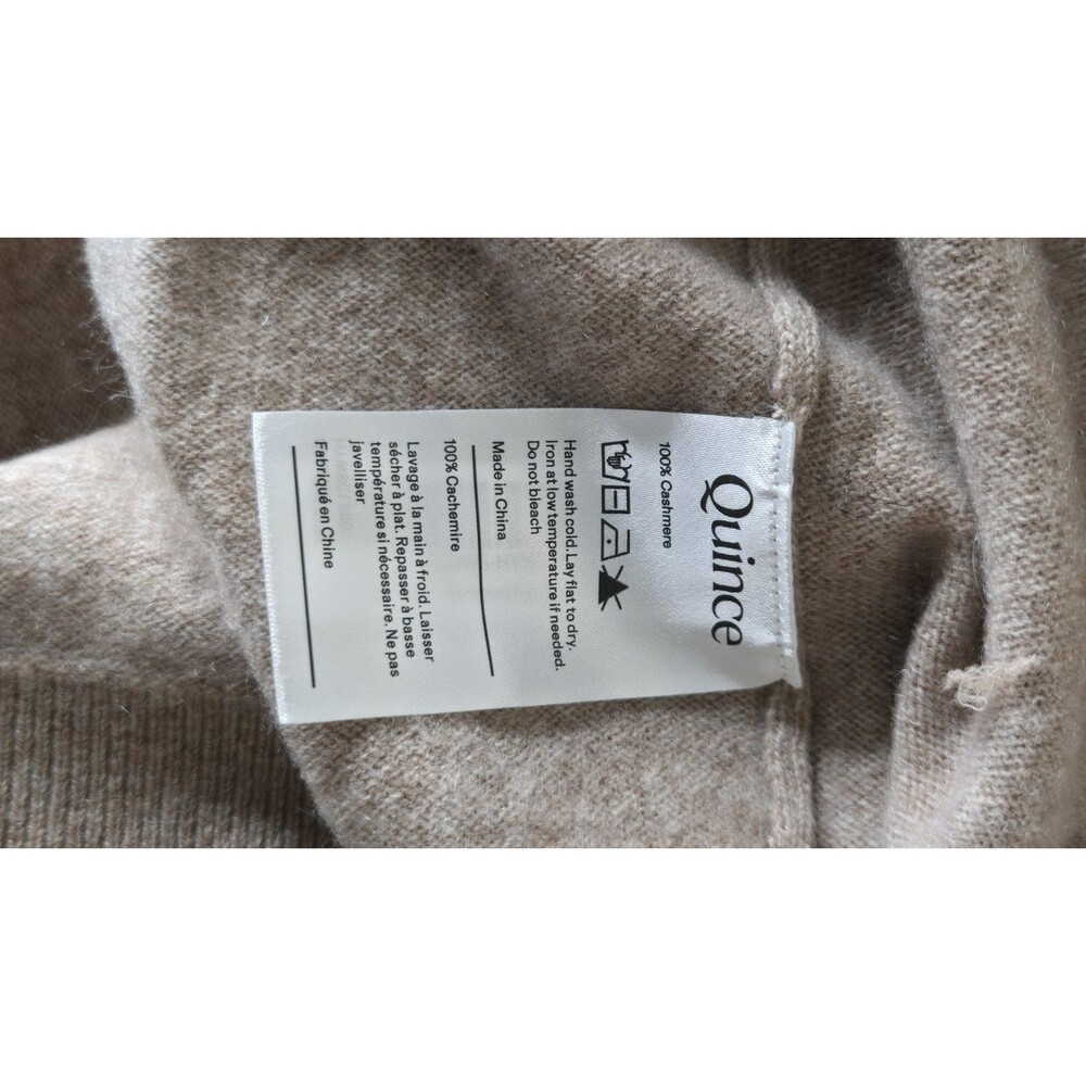 NWT Quince Womens Oatmeal Tan Mongolian Cashmere Full Zip Hoodie  Sweater Sz M - Picture 6 of 8